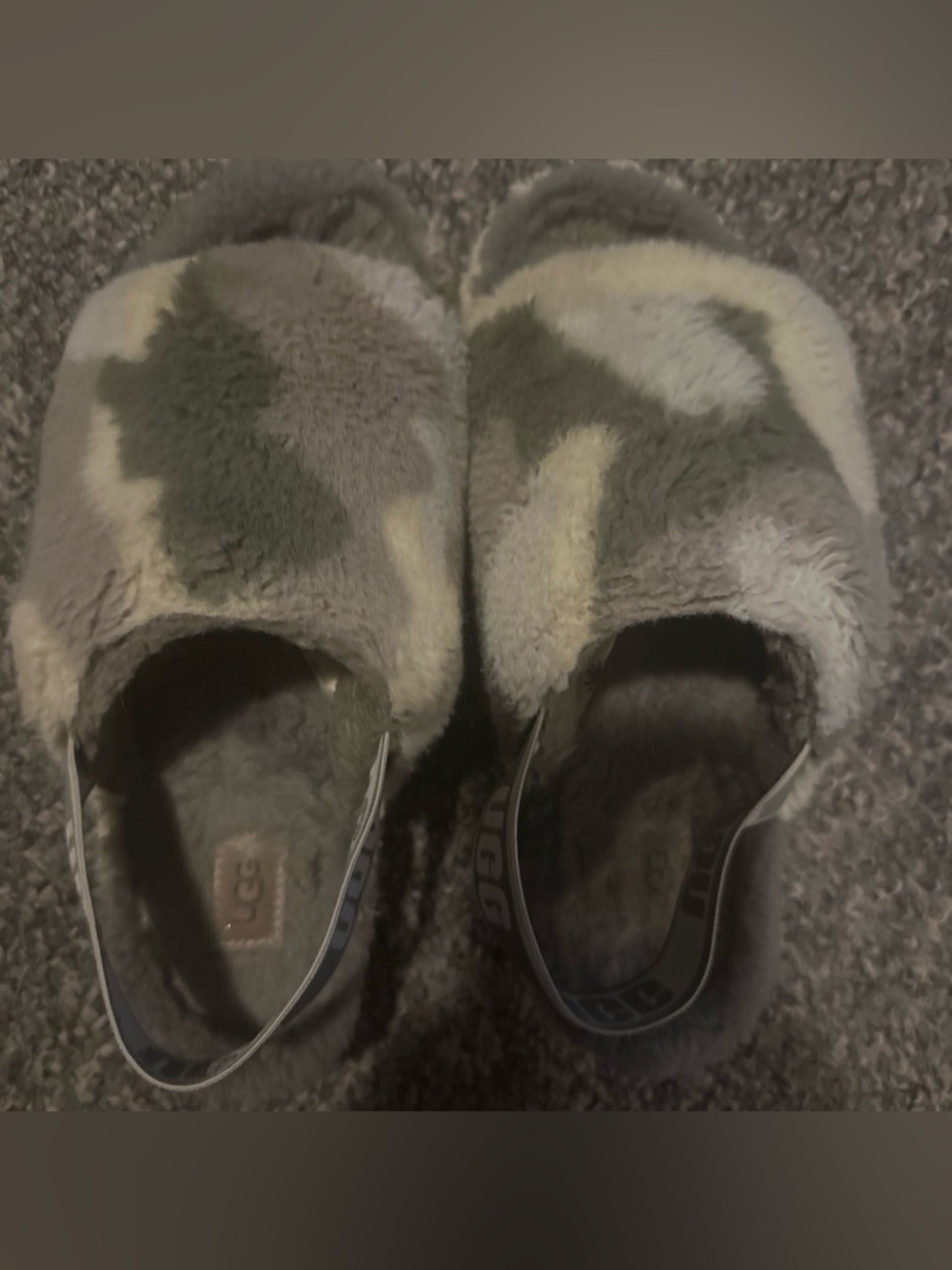 UGG Camo Shearling Slip-On Slippers in multi-green